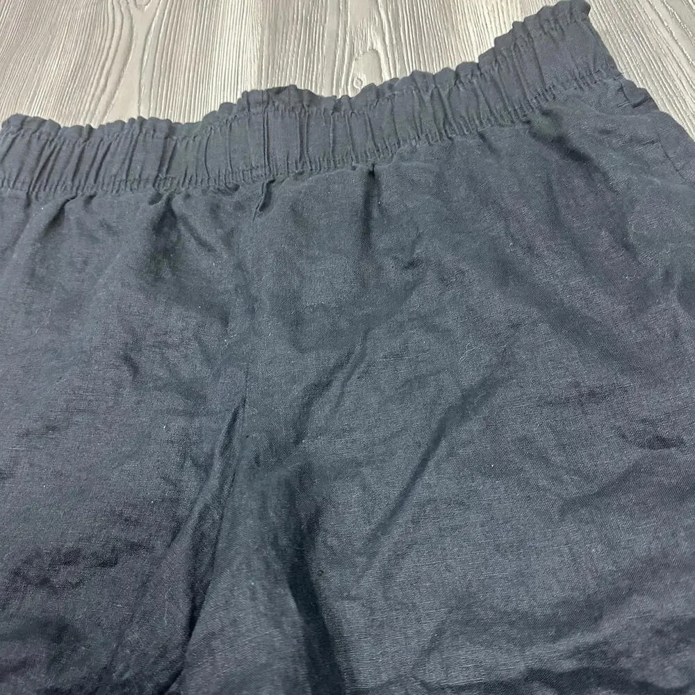 Quince Black Linen Shorts with Pockets and Elastic Waist‎ - Picture 2 of 5